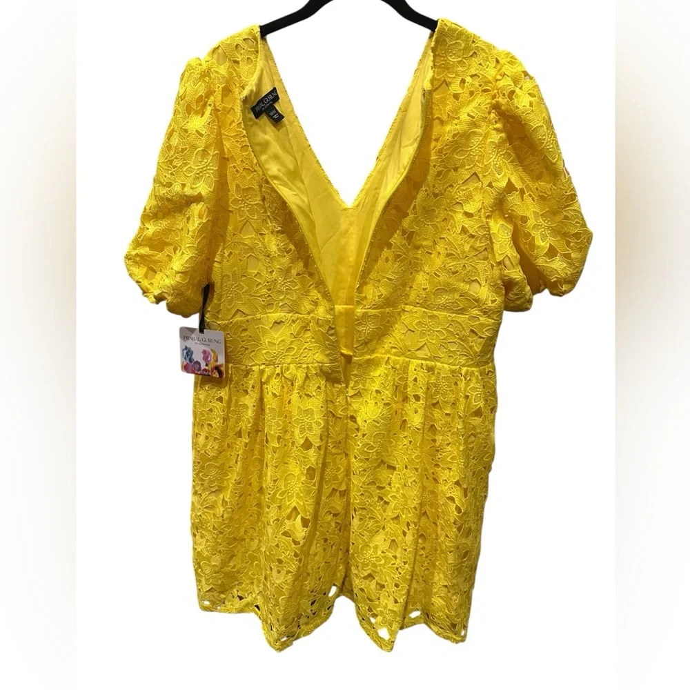 Prabal Gurung Bright Yellow mini dress plus size 20 - Picture 8 of 12